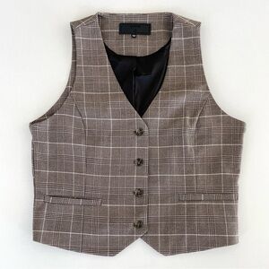 Blank NYC  Brown Plaid Vest Size Medium